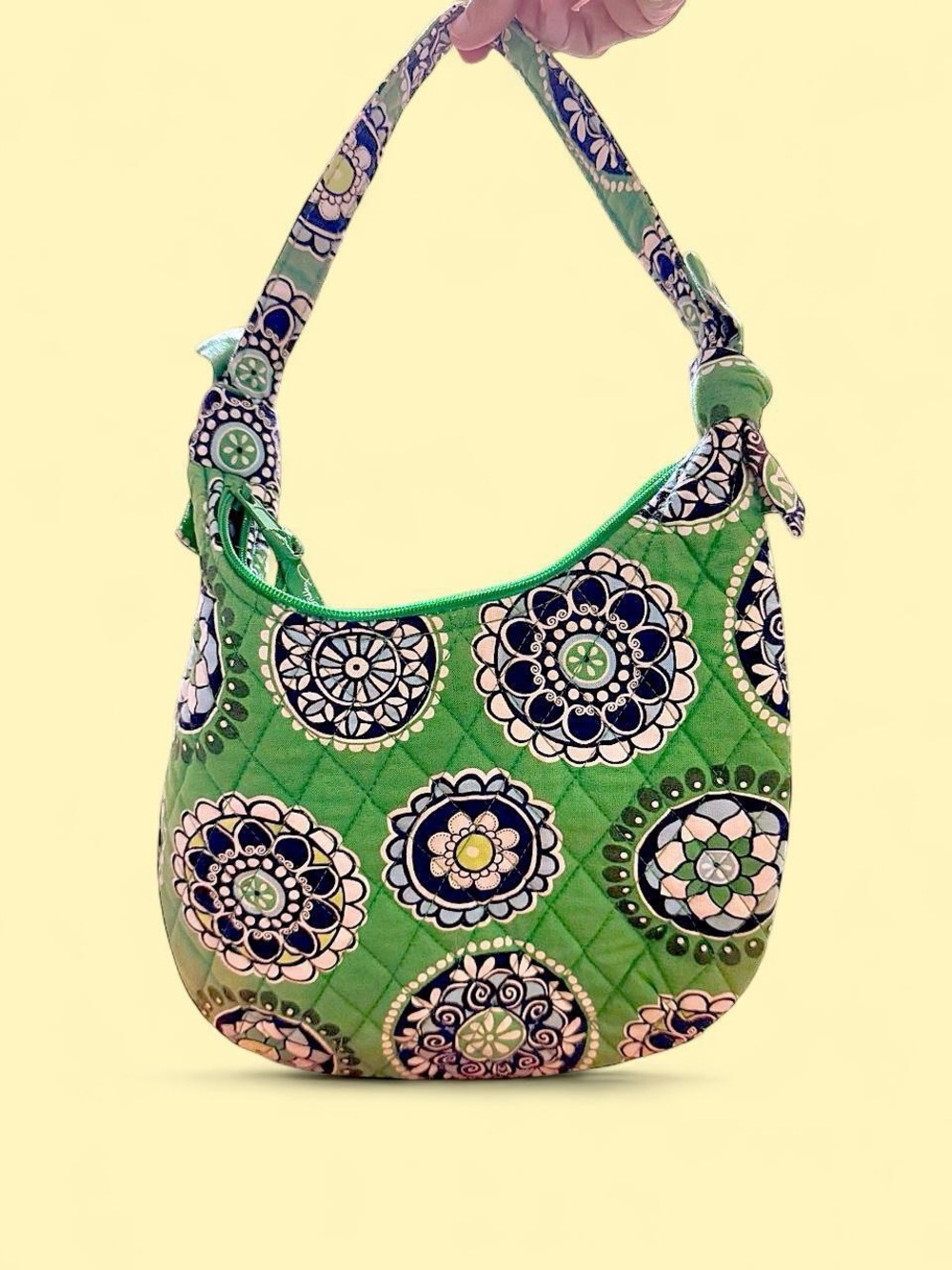 Vera Bradley Little Betsy Shoulder Bag Lime’s Up Green Quilted Floral Purse
